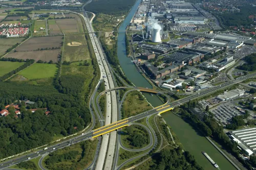 Vogelperspektive Kraftwerk, Autobahn, Werk